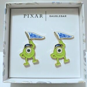 Baublebar x Disney Pixar Monsters Inc Mike Wazowski Dangle Pennant Earrings NIB